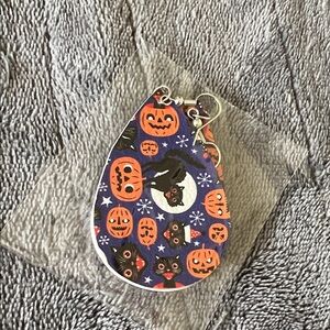 Halloween Cat and Pumpkin Teardrop Earrings